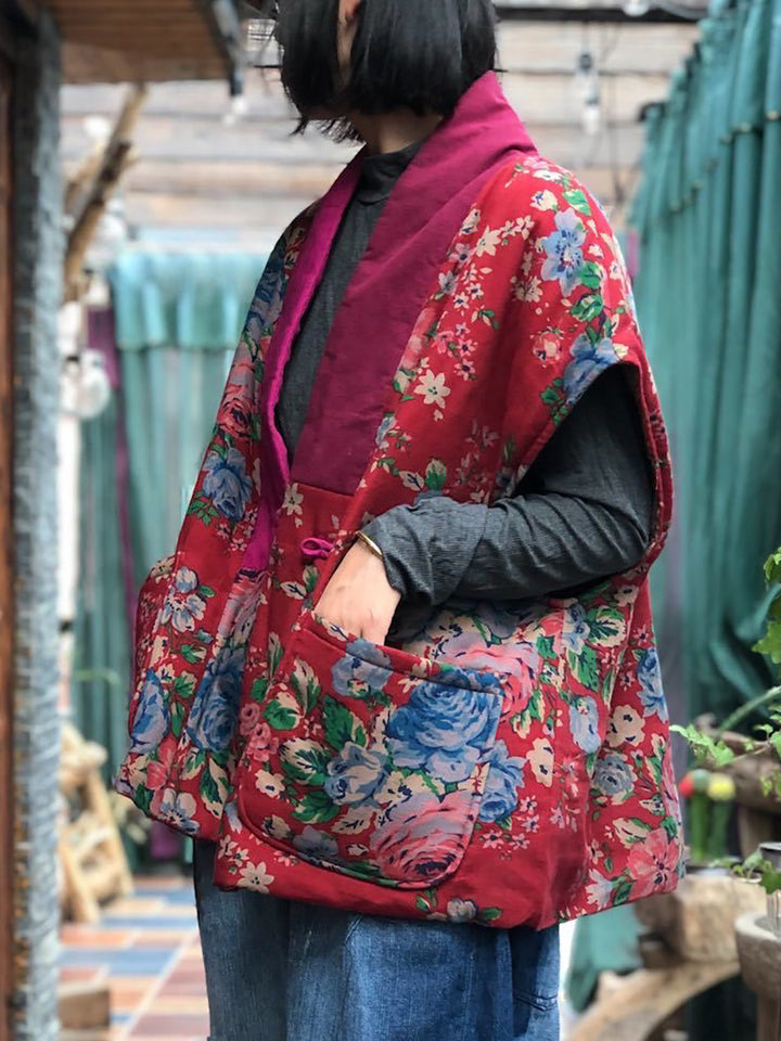 Etnik Patchwork Keten Yelek