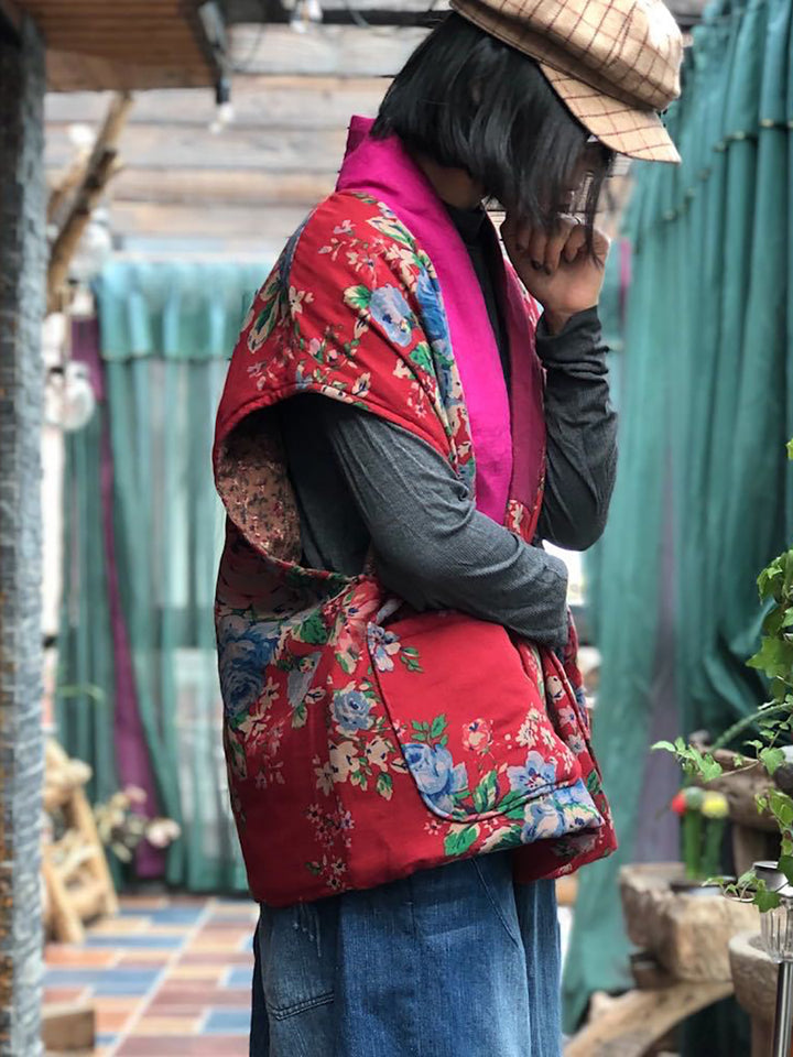 Etnik Patchwork Keten Yelek