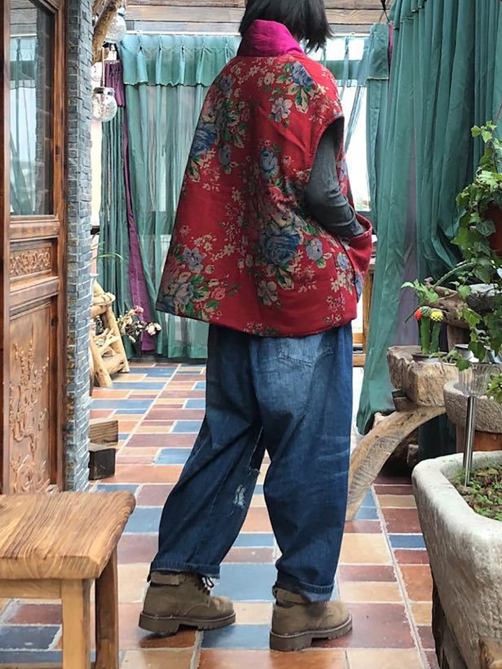 Etnik Patchwork Keten Yelek
