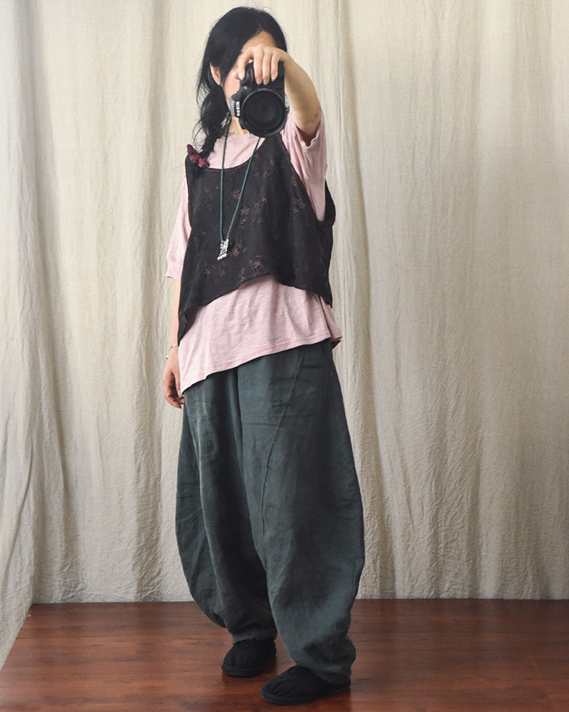 Vintage Bloom Askılı Crop Bluz