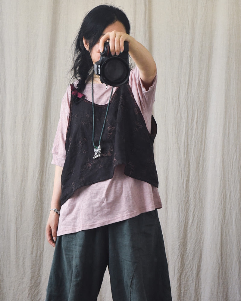 Vintage Bloom Askılı Crop Bluz
