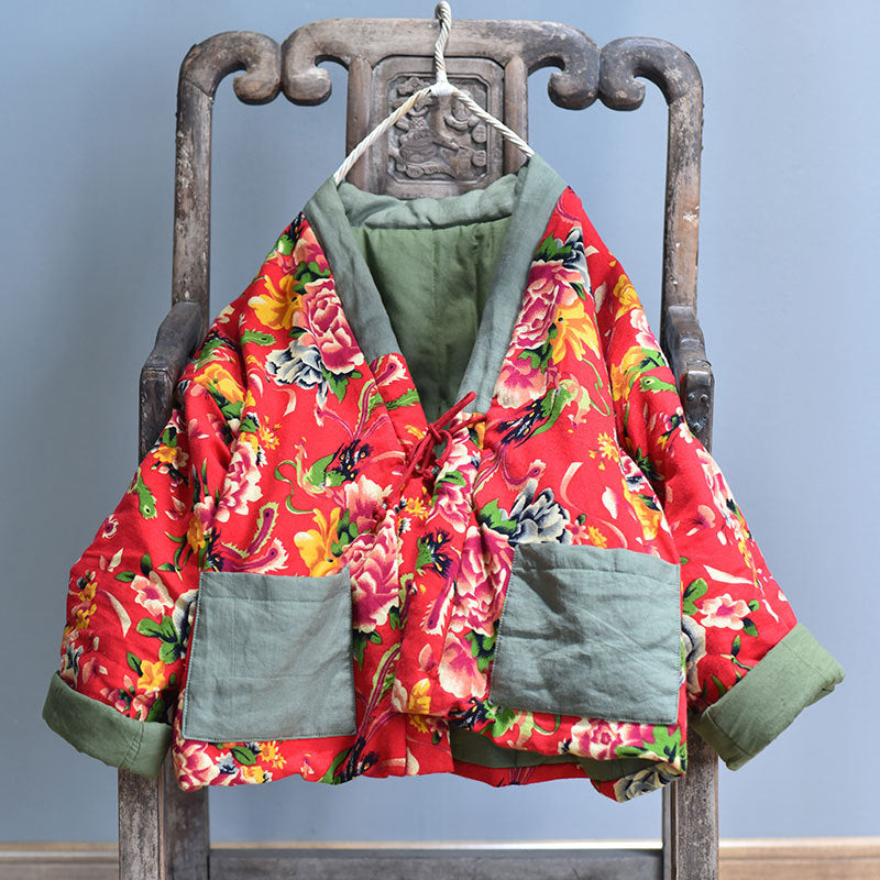 Vintage Patchwork Çiçekli Kapitone Ceket
