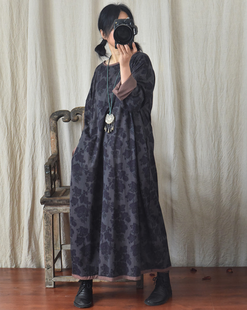 Vintage Blossom Midi Elbise