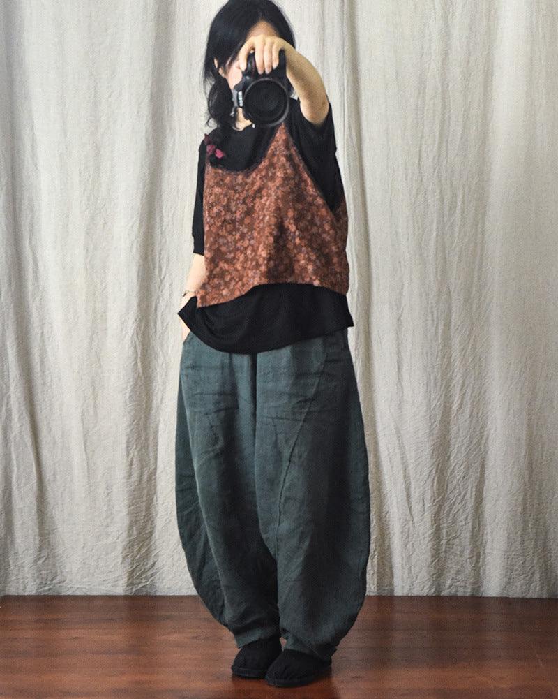 Vintage Bloom Askılı Crop Bluz