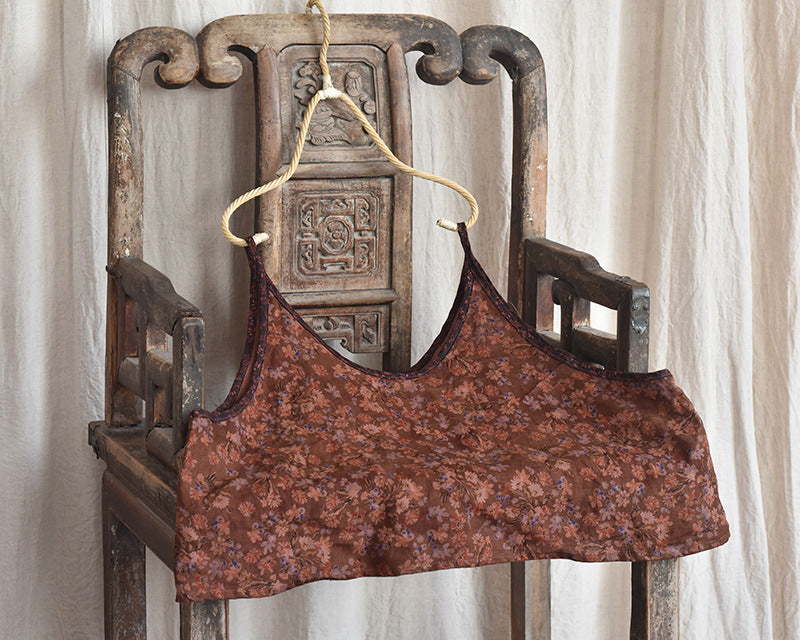 Vintage Bloom Askılı Crop Bluz