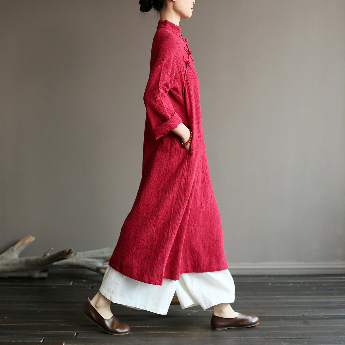 Vintage Jakarlı Midi Robe