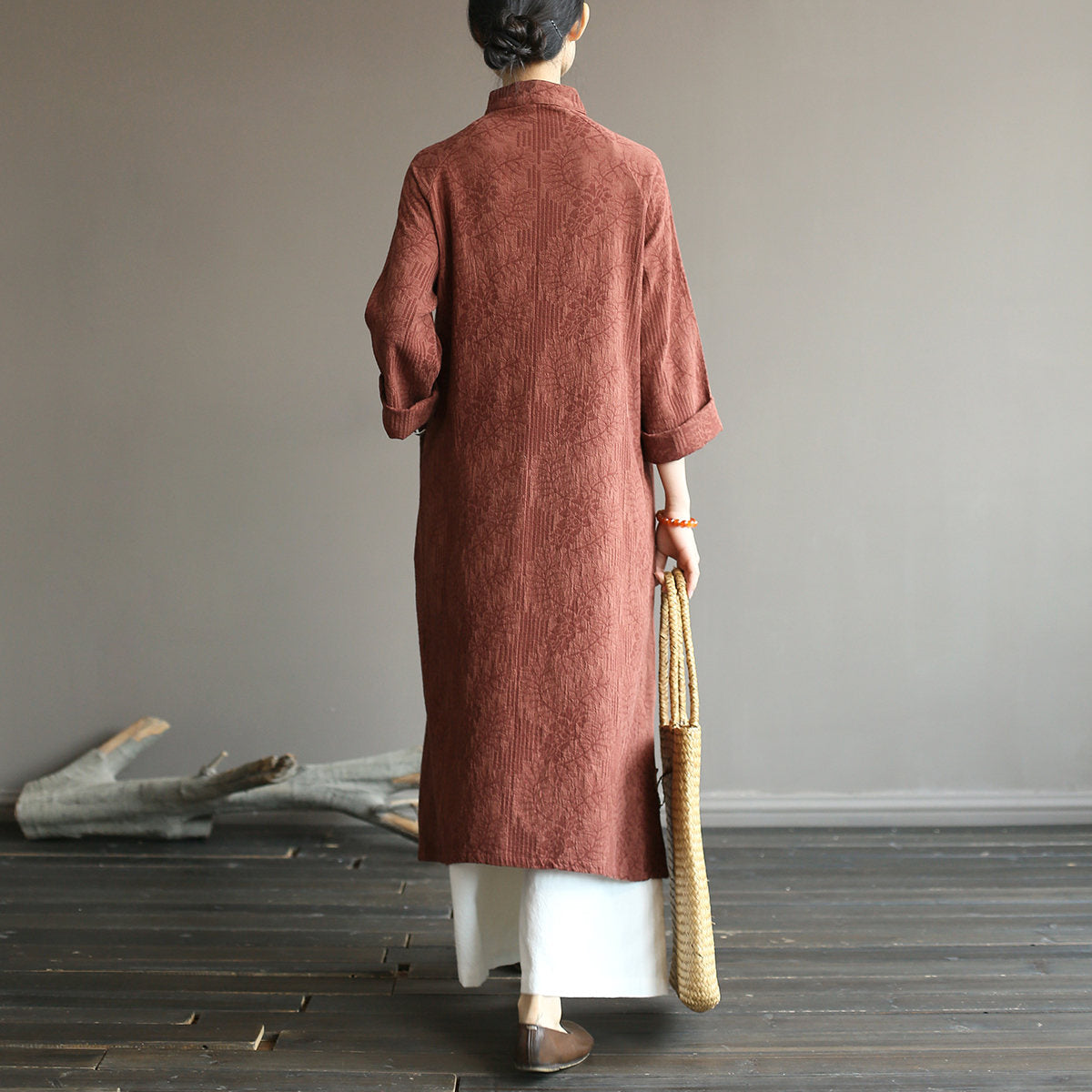Vintage Jakarlı Midi Robe