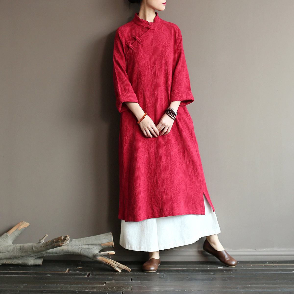 Vintage Jakarlı Midi Robe
