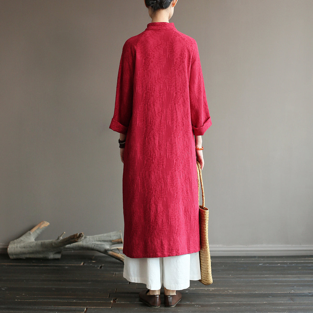 Vintage Jakarlı Midi Robe