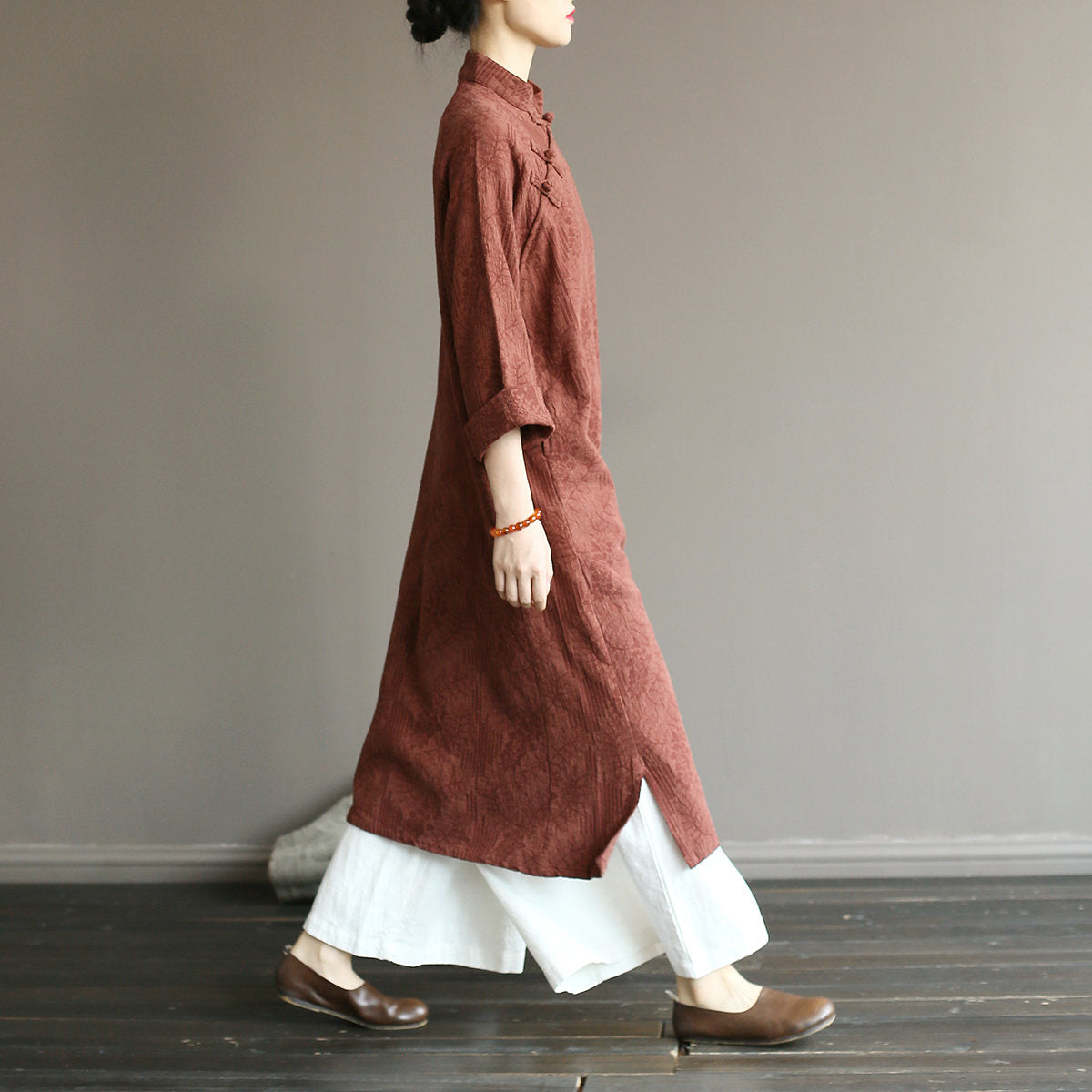 Vintage Jakarlı Midi Robe