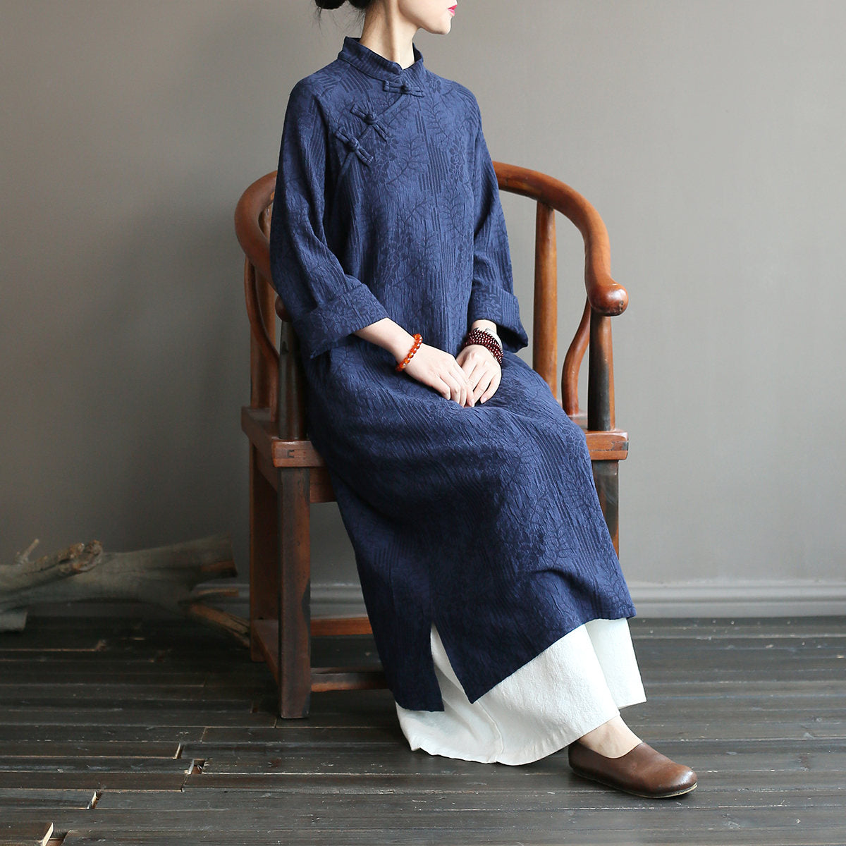 Vintage Jakarlı Midi Robe