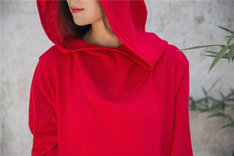 Nature Hood Keten Elbise