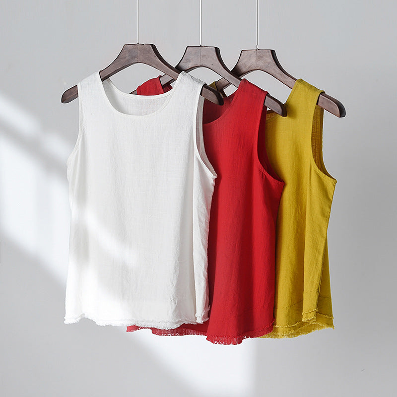 Vintage Breeze Keten Kolsuz Bluz