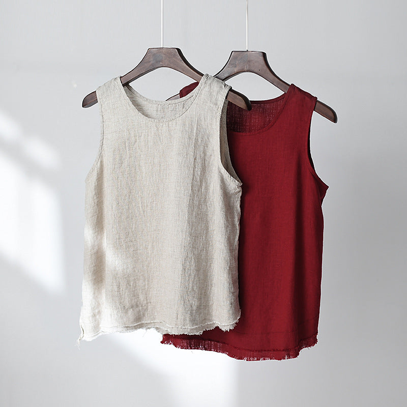 Vintage Breeze Keten Kolsuz Bluz