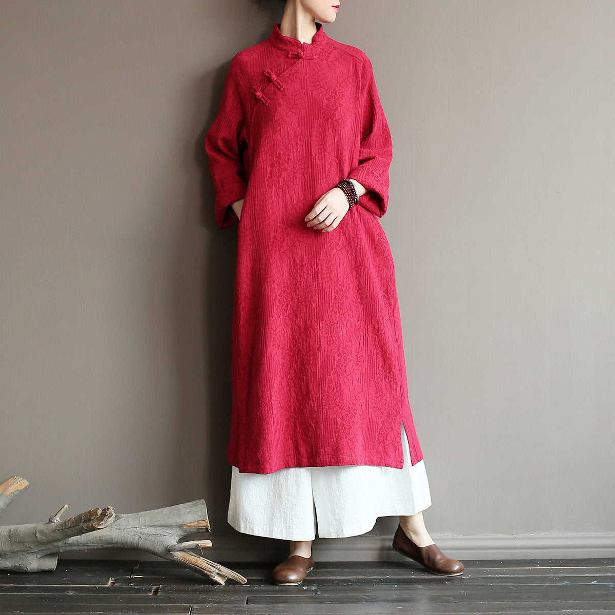Vintage Jakarlı Midi Robe