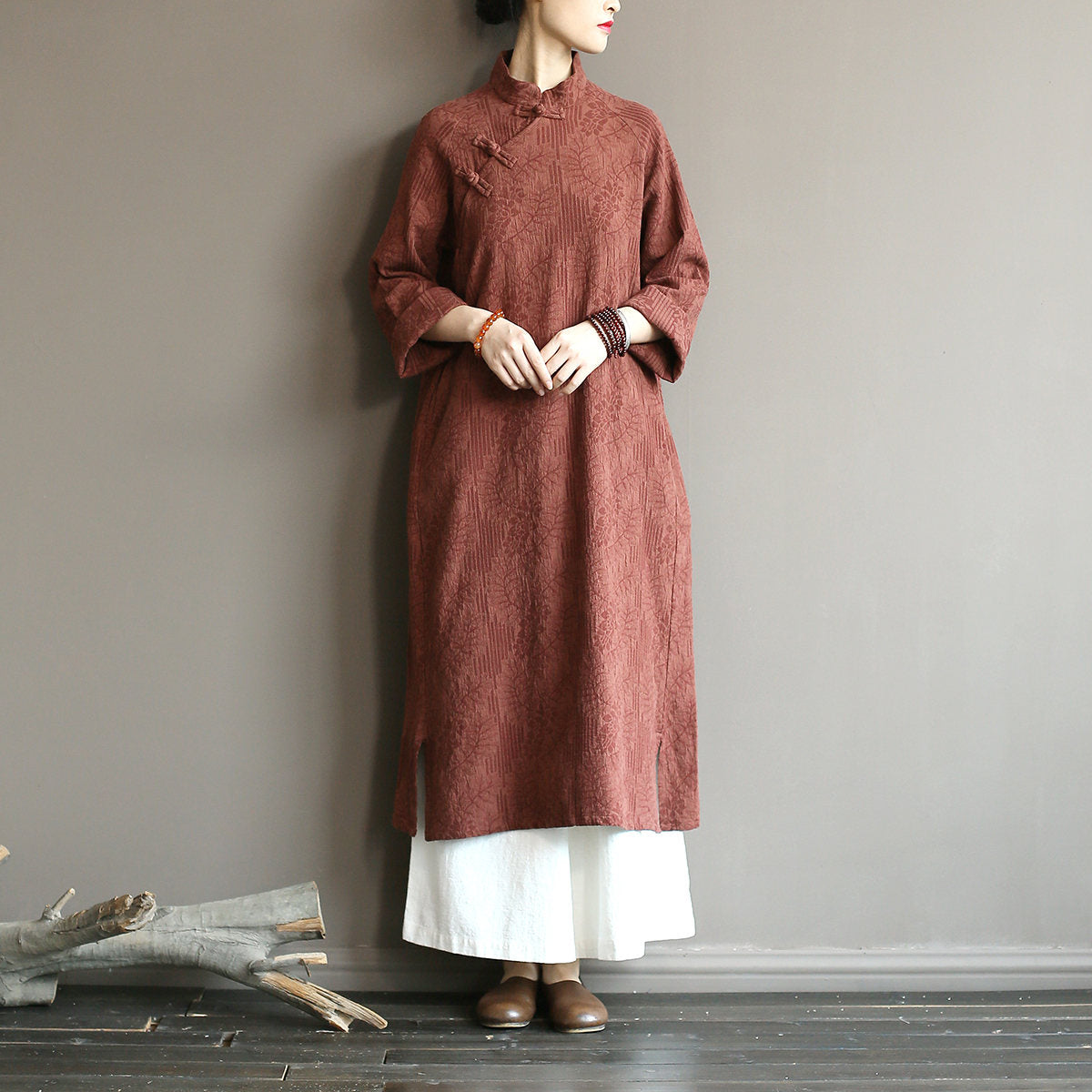 Vintage Jakarlı Midi Robe