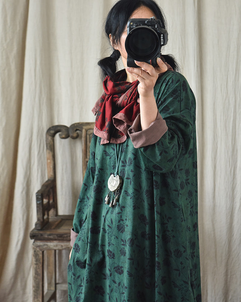Vintage Blossom Midi Elbise