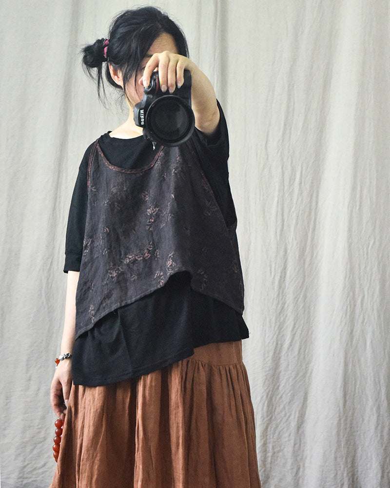 Vintage Bloom Askılı Crop Bluz