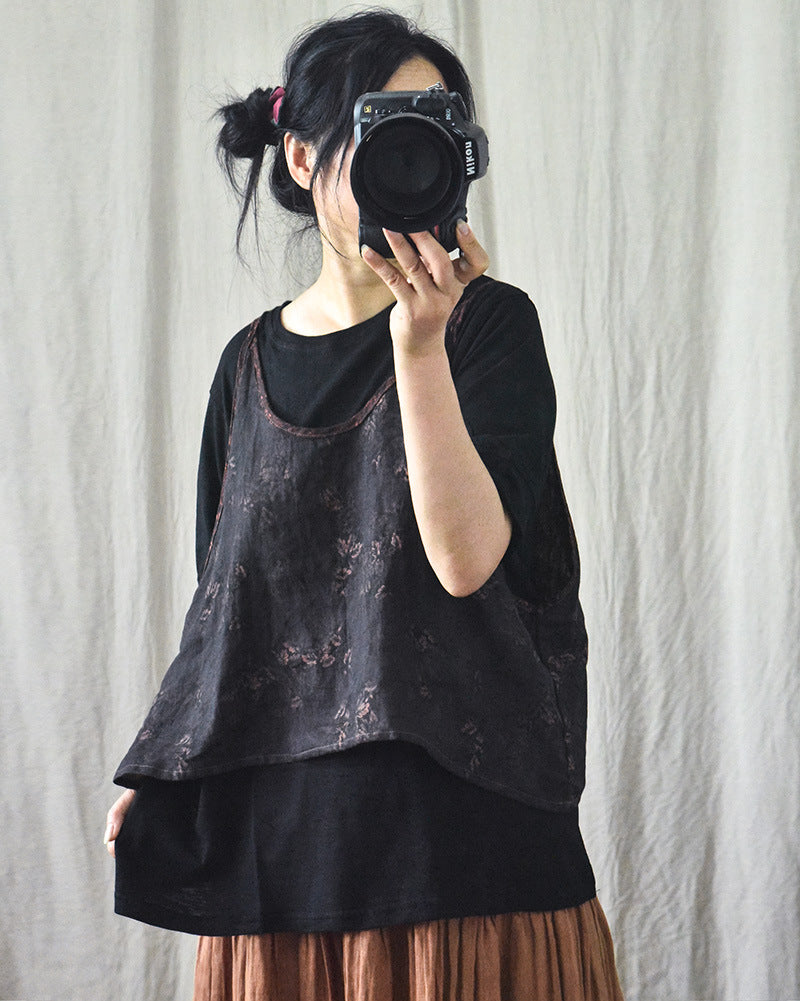 Vintage Bloom Askılı Crop Bluz