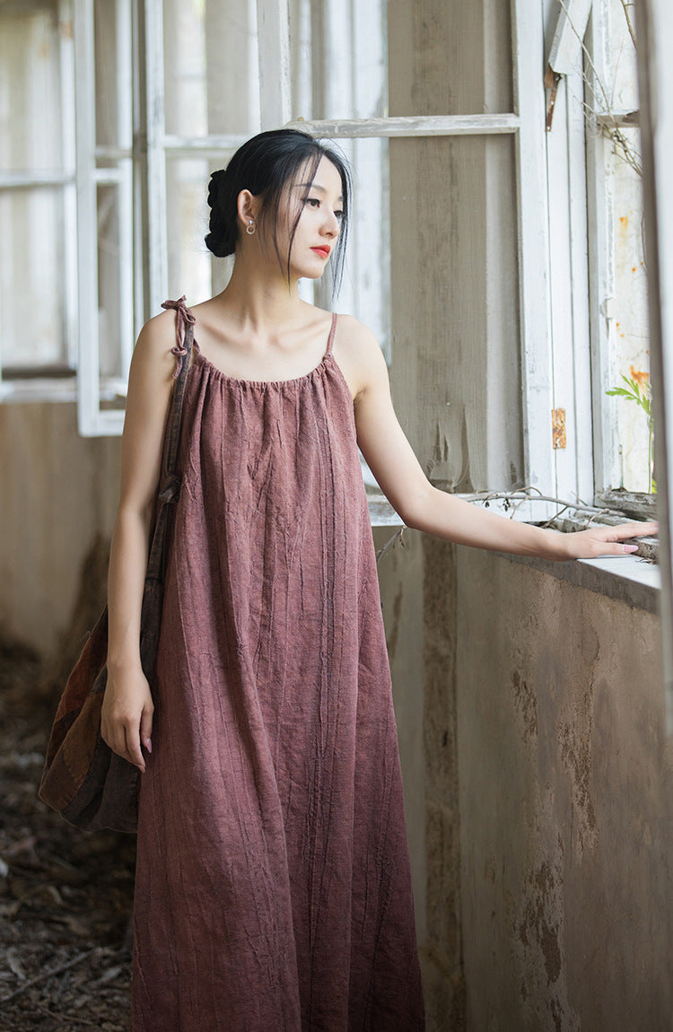 Boho Breeze Rami Keten Elbise
