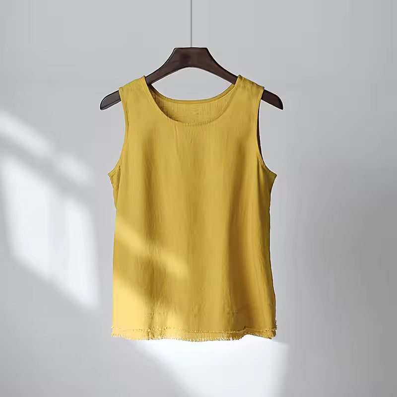 Vintage Breeze Keten Kolsuz Bluz