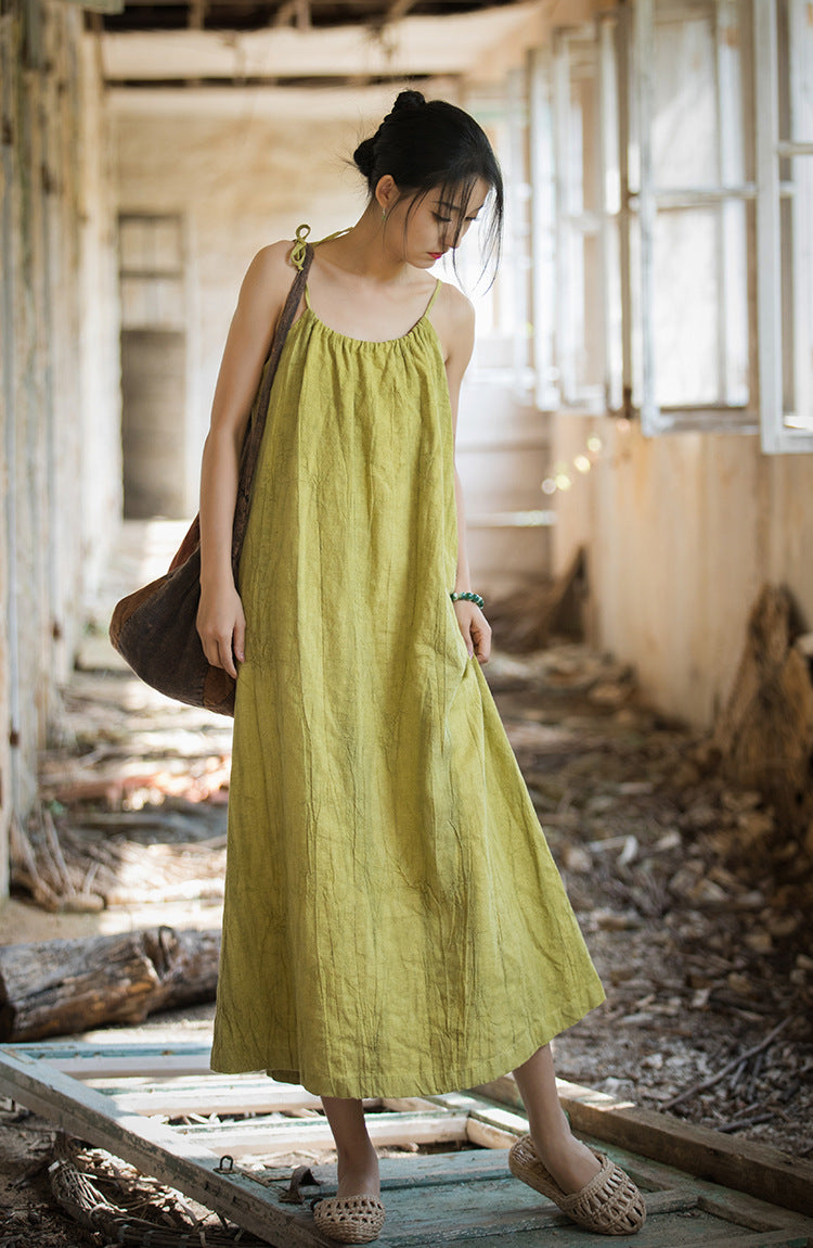 Boho Breeze Rami Keten Elbise