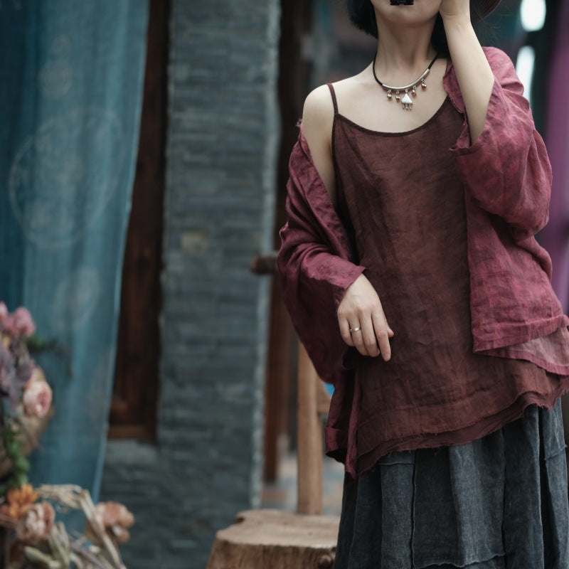 Vintage Bloom Askılı Bluz