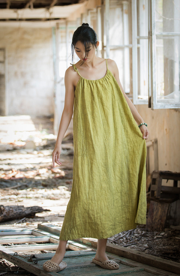 Boho Breeze Rami Keten Elbise