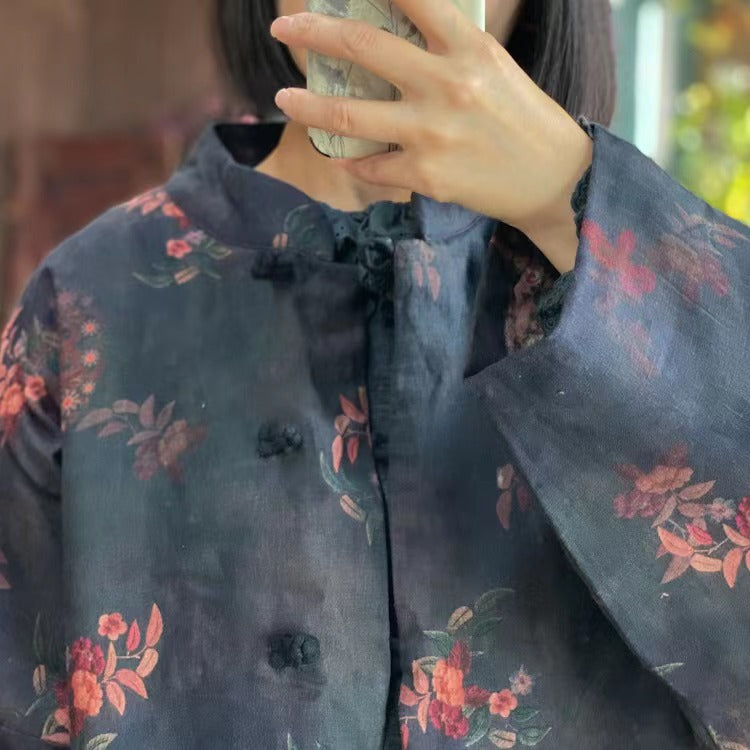 Vintage Bloom Keten Ceket
