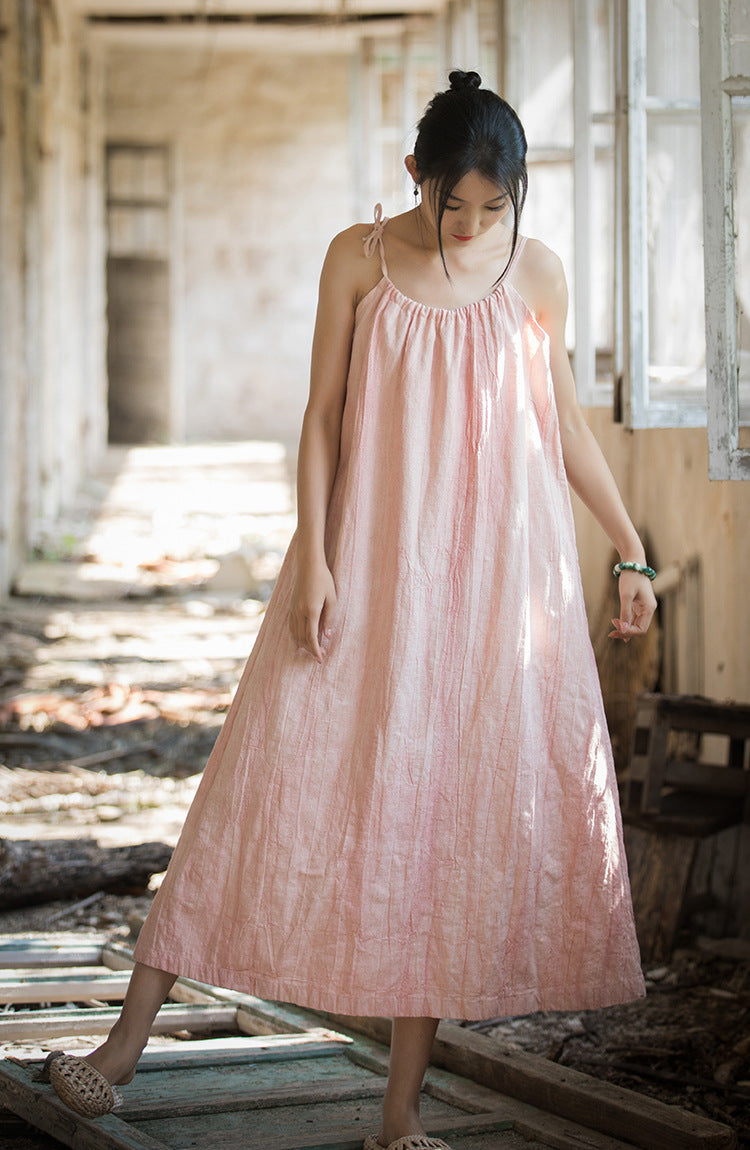 Boho Breeze Rami Keten Elbise
