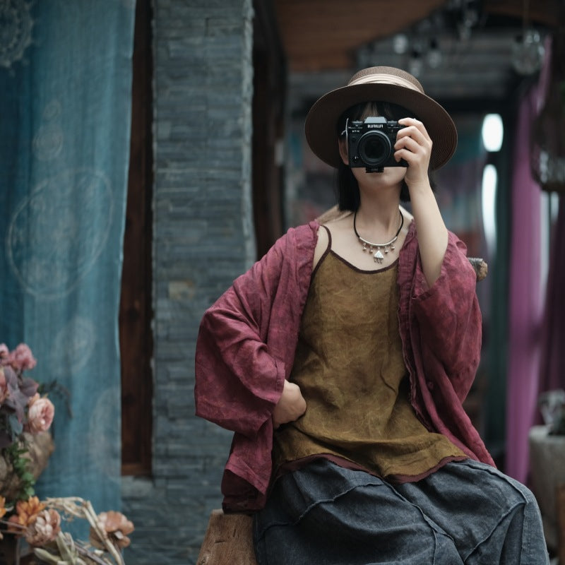 Vintage Bloom Askılı Bluz