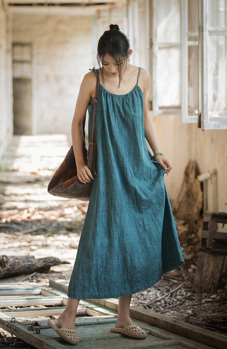 Boho Breeze Rami Keten Elbise