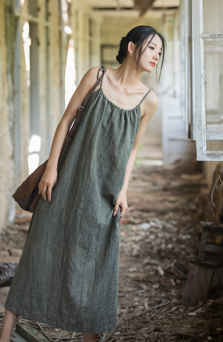 Boho Breeze Rami Keten Elbise