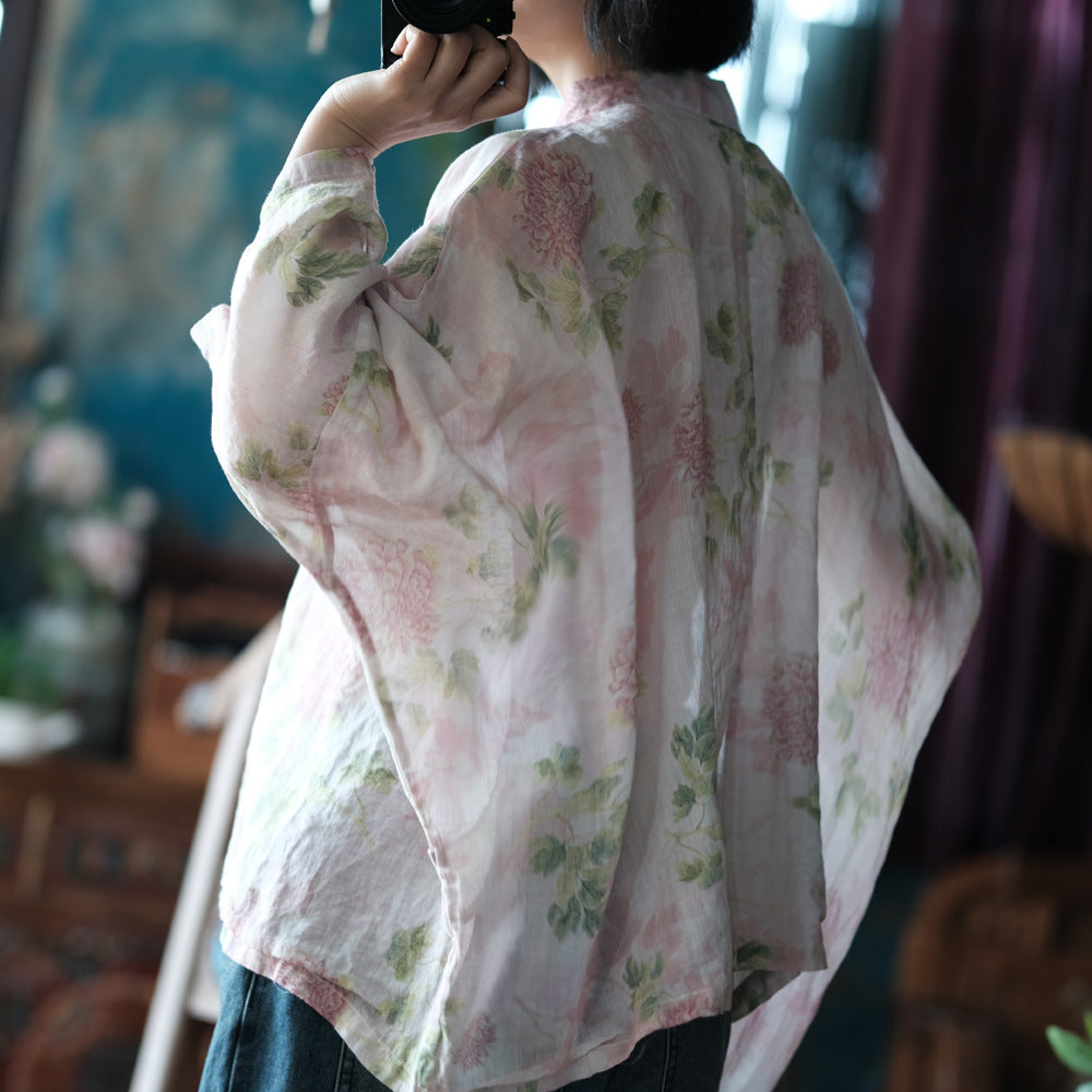 Vintage Floral Wind Cross Bluz
