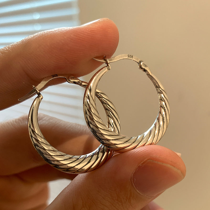 Gümüş Oval Küpe 925 Ayar