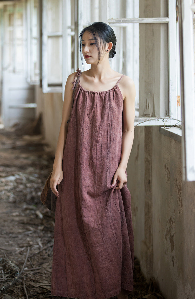 Boho Breeze Rami Keten Elbise