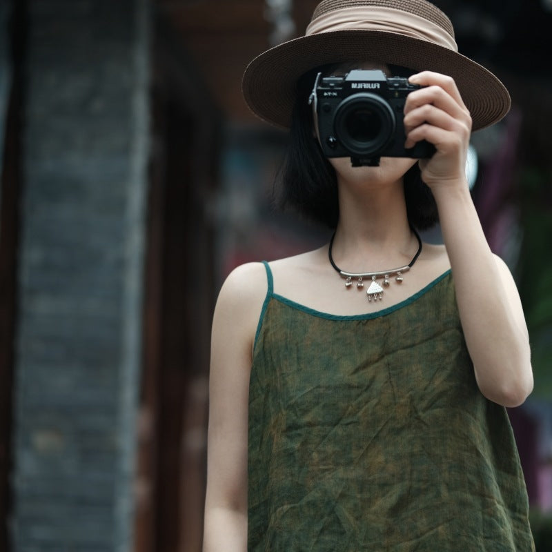 Vintage Bloom Askılı Bluz
