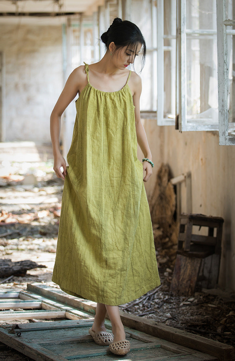 Boho Breeze Rami Keten Elbise