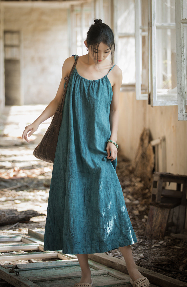 Boho Breeze Rami Keten Elbise