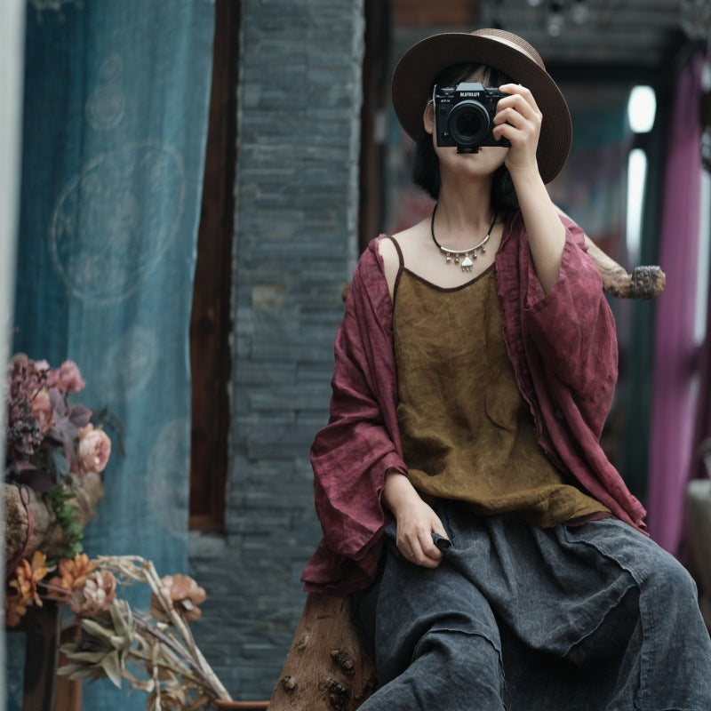 Vintage Bloom Askılı Bluz
