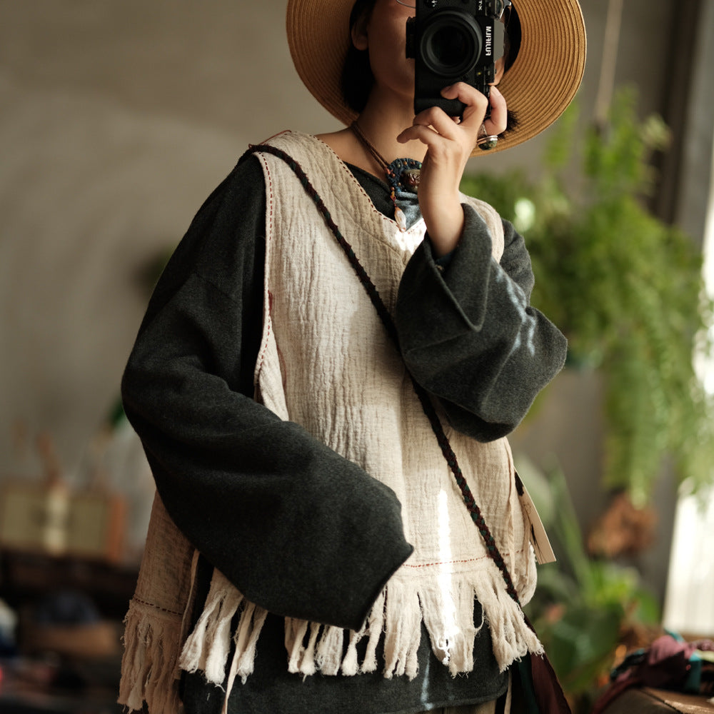 Boho Breeze Keten Bluz