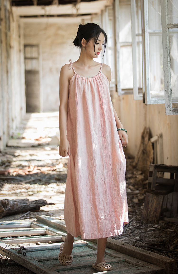 Boho Breeze Rami Keten Elbise