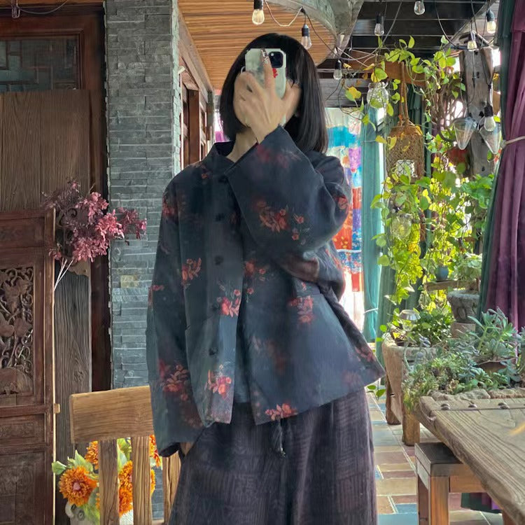 Vintage Bloom Keten Ceket