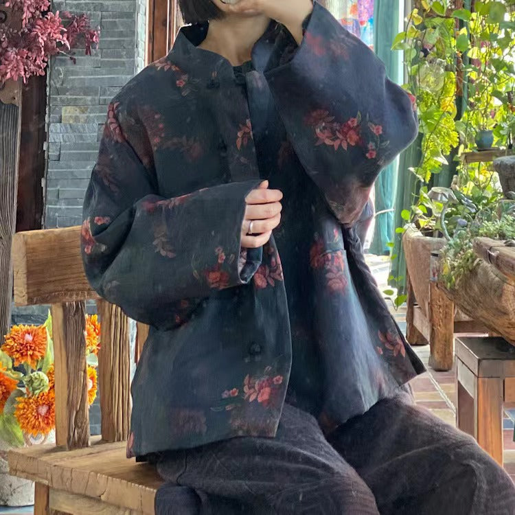 Vintage Bloom Keten Ceket