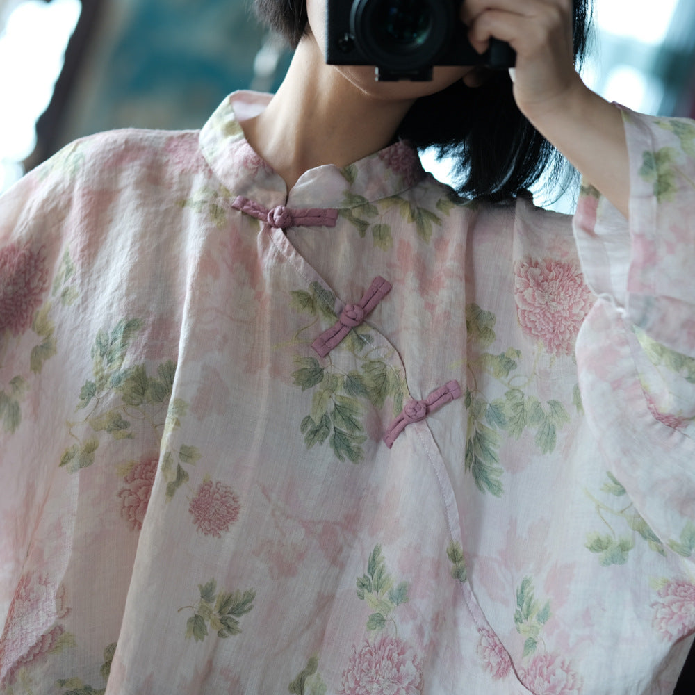 Vintage Floral Wind Cross Bluz