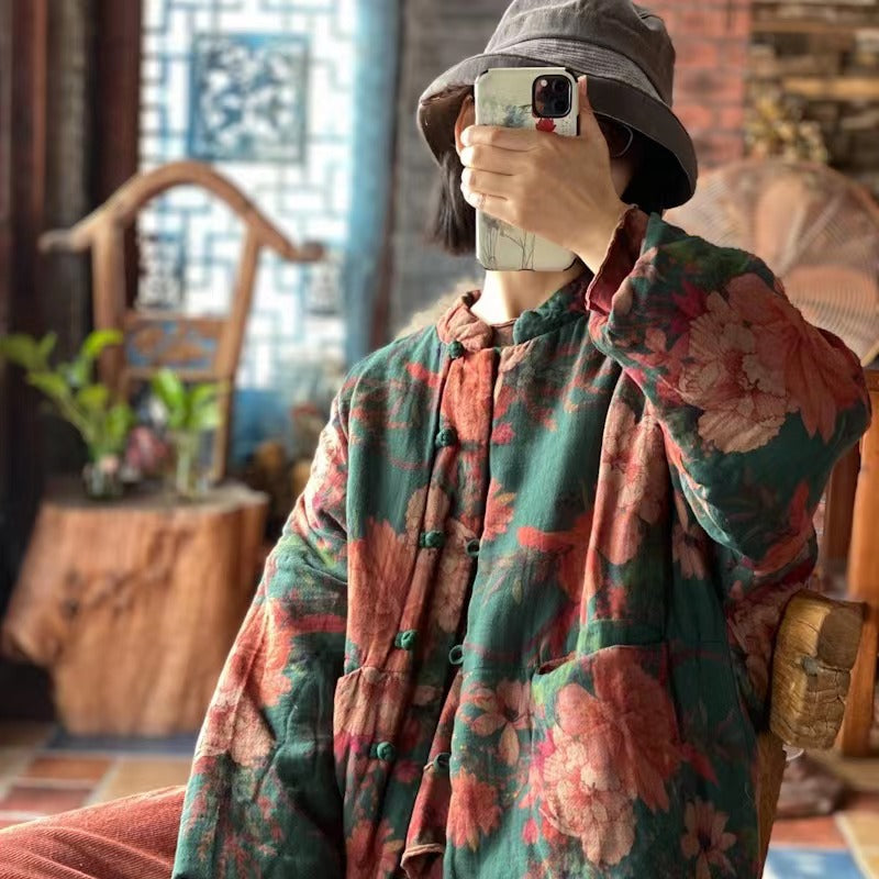 Vintage Bloom Keten Ceket