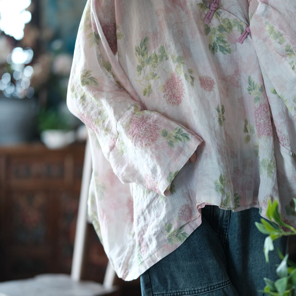 Vintage Floral Wind Cross Bluz