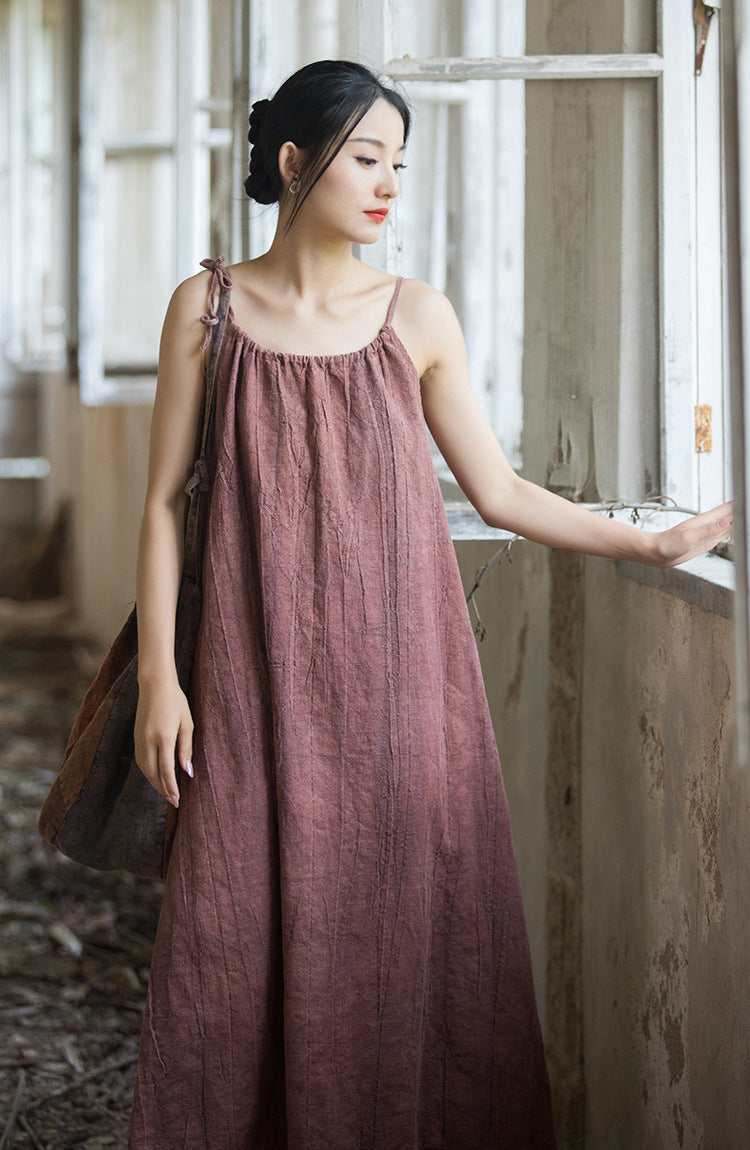 Boho Breeze Rami Keten Elbise