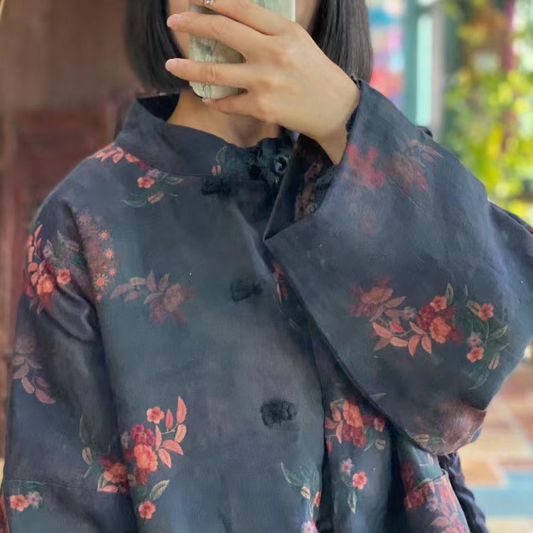 Vintage Bloom Keten Ceket