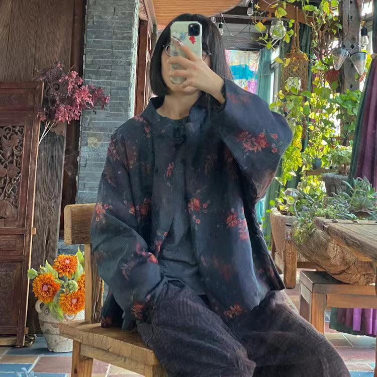 Vintage Bloom Keten Ceket